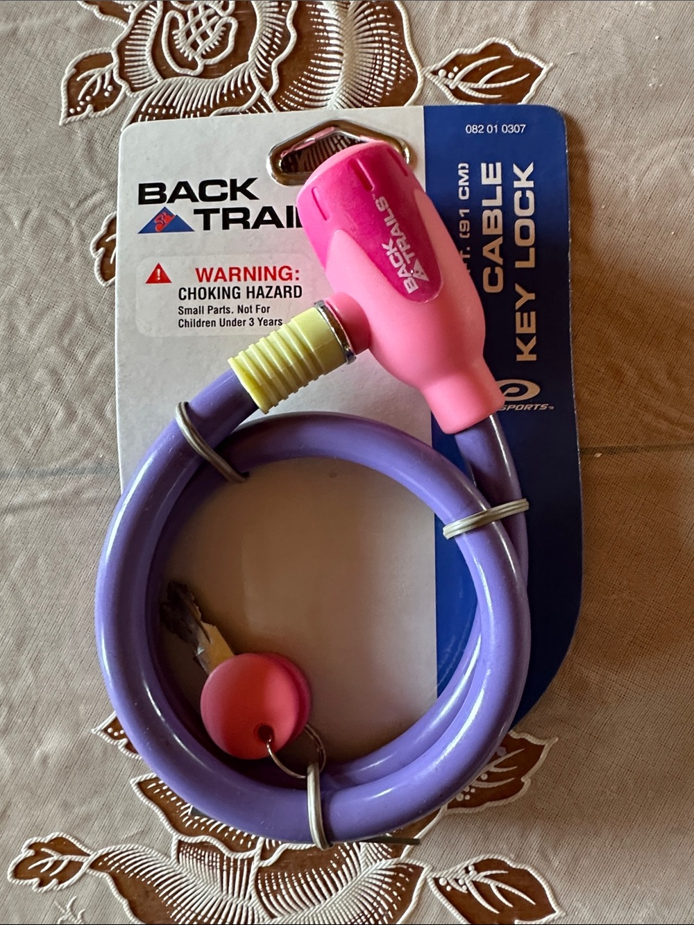 Back Trails Purple Cable Key Lock with Pink Head NWT